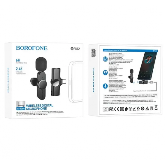 Mikrofon Wireless Borofone | FK12 Wireless Digital Microphone 