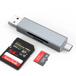  Adaptor Lexues Karte COTEetD 2in1 | USB + Type-C 2.0 Card Reader