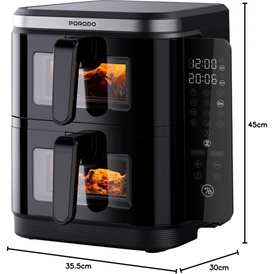 Friteze me Ajer me dy Ndarje | Porodo Double Stack Air Fryer 11L 2800W
