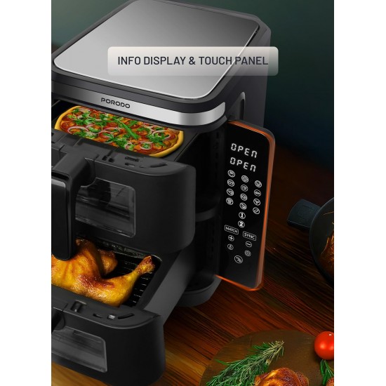 Friteze me Ajer me dy Ndarje | Porodo Double Stack Air Fryer 11L 2800W