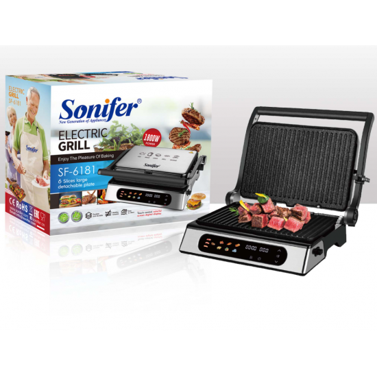 Zgare Elektrike Sonifer 1800W  SF-6181 me Pllaka Jo Ngjitese dhe Kontroll Temperature
