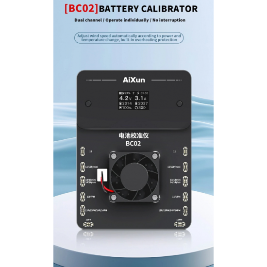 Kalibrator Baterie me 2 Kanale për iPhone 11-14 Pro Max | AiXun BC02 Battery Calibrator 