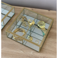 Kuti Dekorative Xhami me Detaj Gold  