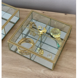 Kuti Dekorative Xhami me Detaj Gold  