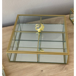 Kuti Dekorative Xhami me Detaj Gold  