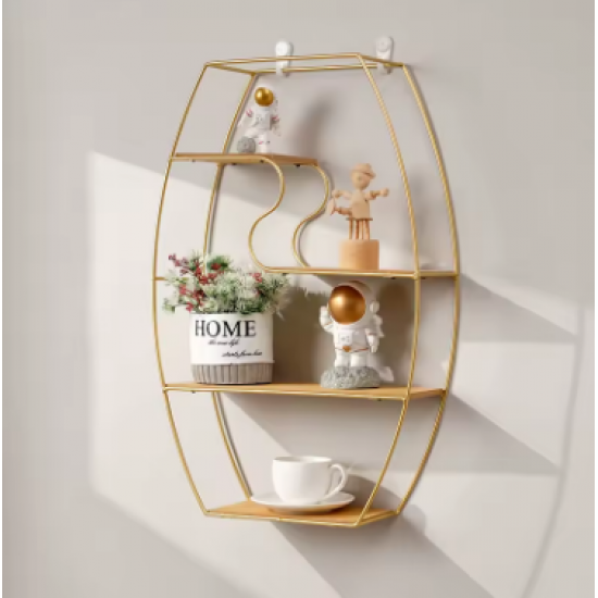 Raft Dekorativ me Strukture Metalike Gold 48x32x10cm