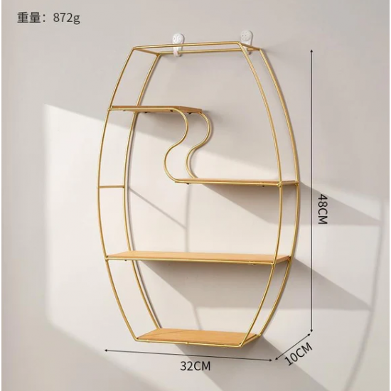 Raft Dekorativ me Strukture Metalike Gold 48x32x10cm