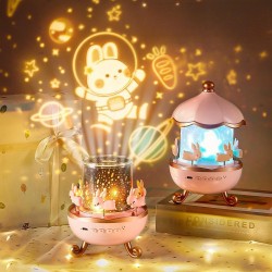 Projektor per Femije | Bunny Carousel Night Light Projector 