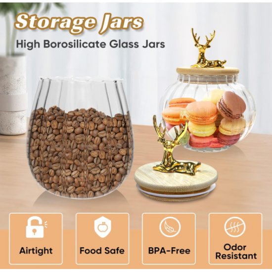Kontenitore Qelqi me Kapak Bamboo | Set 2 Cope