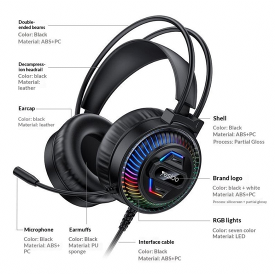 Kufje Gaming  YESIDO EK06  | Gaming Headset   