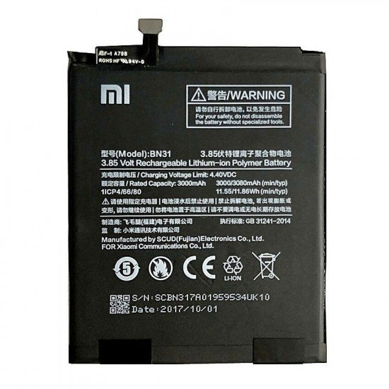 Bateri Xiaomi Mi A1/ Mi 5X/ Redmi Note 5A/ Redmi 5A Pro BN31 Bateri Xiaomi Mi A1/ Mi 5X/ Redmi Note 5A/ Redmi 5A Pro BN31
