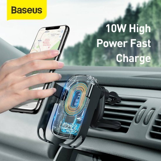 Mbajtese Telefoni Baseus per Makine dhe Karikues me Wireless |Electric Holder Wireless Charger Kit WXHW01-BOS