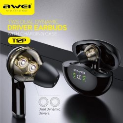 Kufje me Bluetooth AWEI T12P | TWS Dual Dynamic Driver Earbuds