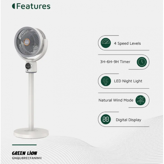 Ventilator me 3 Helika Green Lion | Quad Flex Fan Rechargeable