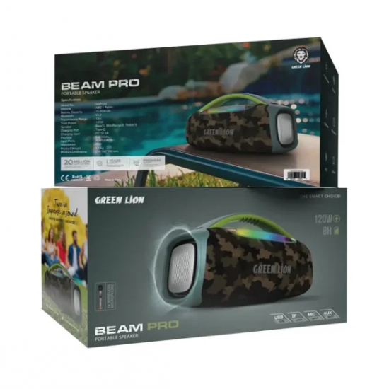 Boks me Bluetooth Green Lion | Beam Pro Portable Speaker  