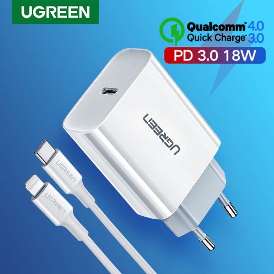 Karikues Ugreen Fast Charger per iPhone 11/ X/ Xs/ 8, Xiaomi Karikues Ugreen Fast Charger per iPhone 11/ X/ Xs/ 8, Xiaomi