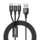 Fishe Karikimi Baseus 3 ne 1 Type-C + Micro USB + Lightning(iPhone)