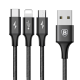 Fishe Karikimi Baseus 3 ne 1 Type-C + Micro USB + Lightning(iPhone)