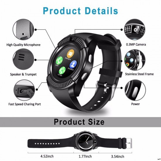 Smartwatch per Meshkuj / Femra me Karte SIM, Kamera | Ore Inteligjente Smartwatch per Meshkuj / Femra me Karte SIM, Kamera | Ore Inteligjente