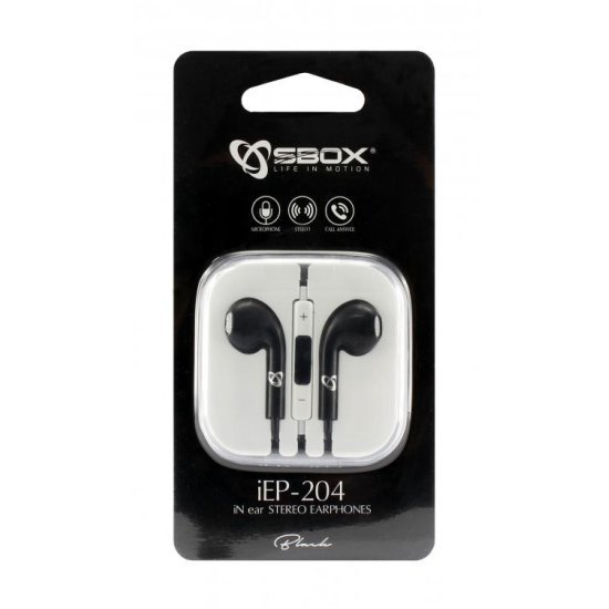 Kufje Çift + Mikrofon SBOX IEP-204B Ngjyre e Zeze | EARPHONES