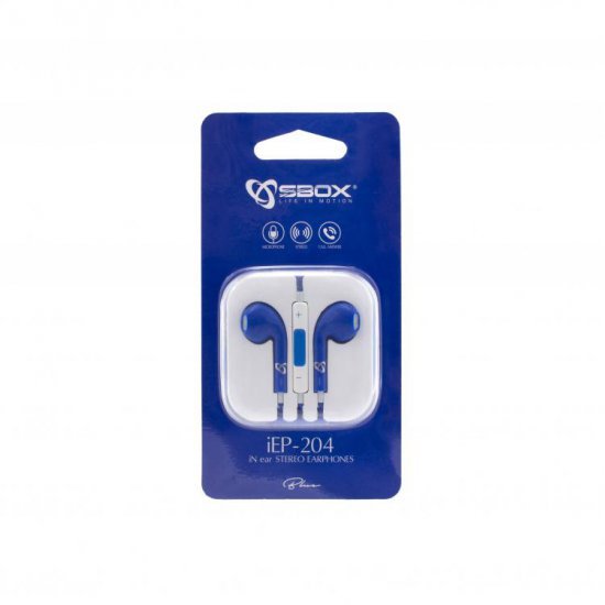 Kufje Çift + Mikrofon SBOX iEP-204BL Ngjyre Blu | EARPHONES 