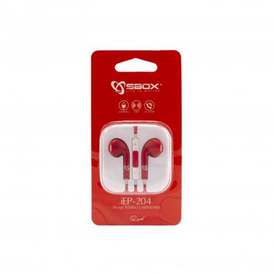 Kufje Çift + Mikrofon SBOX  iEP-204R Ngjyre e Kuqe | EARPHONES