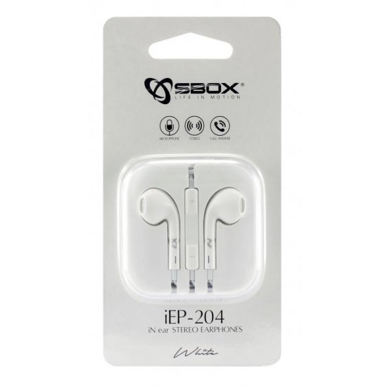 Kufje Çift + Mikrofon SBOX IEP-204W Ngjyre e Bardhe | EARPHONES    