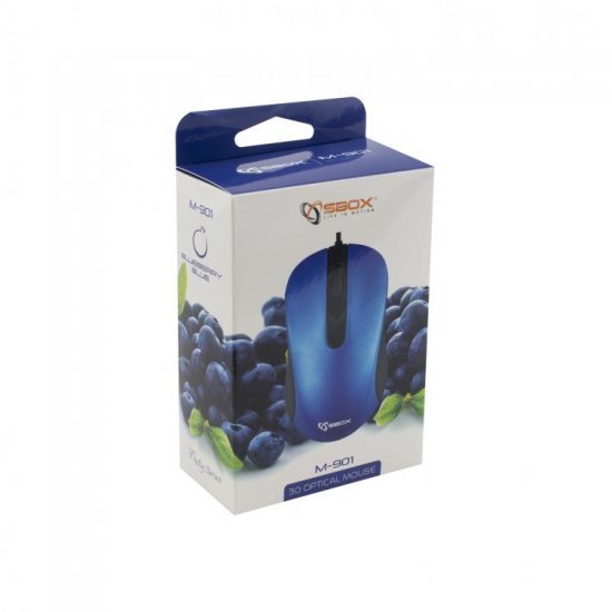 Mouse Optik me Kabell SBOX M-901BL Ngjyre Blu | Mouse per Kompjuter