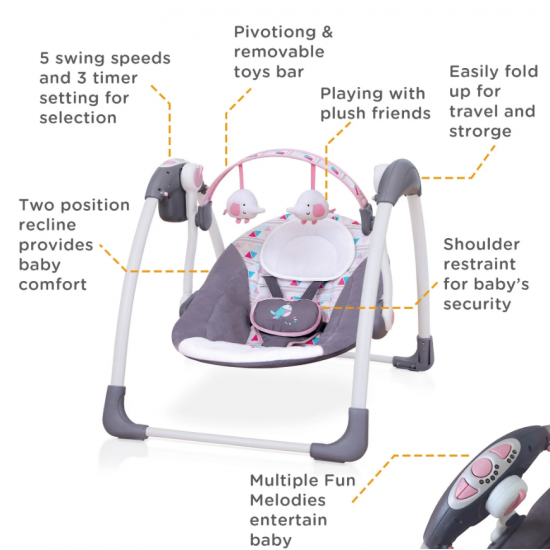 Lekundese Portative per Bebe  | Mastela Baby Deluxe Portable Swing