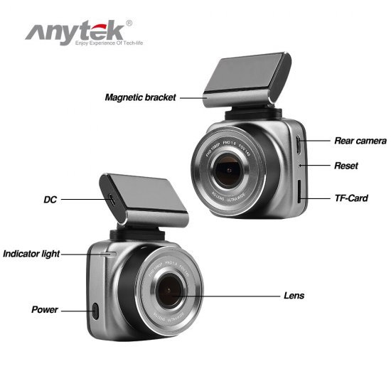 Kamera per Makine Q2 Dash Cam me 2 Lente 1080p Full HD |Anytek