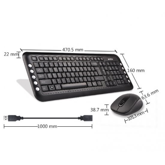 Tastiere dhe Mouse me Wireless 2.4 GHz | Wireless Keyboard and Mouse A4 Tech 7200N