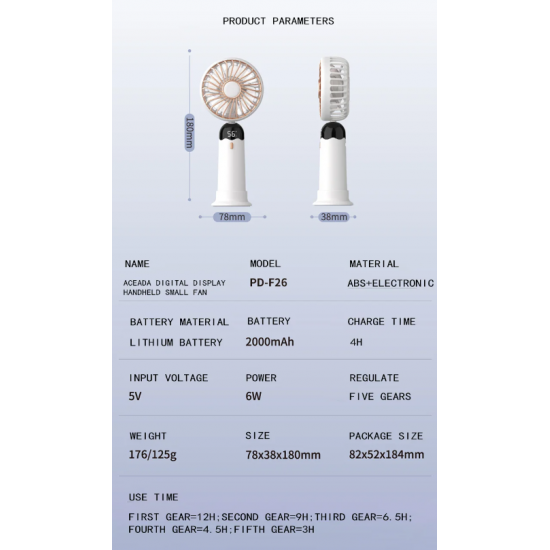 Ventilator Dore Azeada PD-F26 | Handheld Mini Fan  