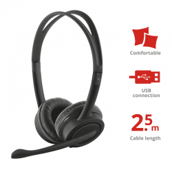 Kufje Trust Mauro per Call Center |  USB Headset per PC dhe Laptop