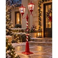 Shtyllë Festive me 2 Drita LED dhe Muzikë për Krishtlindje 226cm