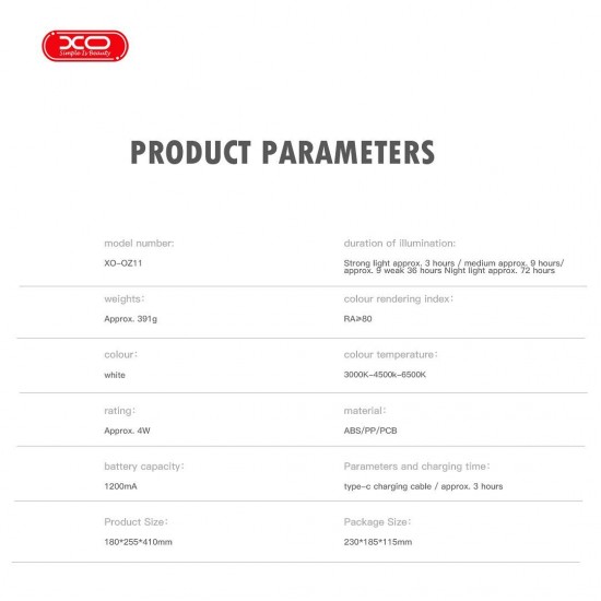 Drite Tavoline Portative LED dhe Organizuese  XO-OZ11 2400mAh